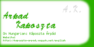 arpad kaposzta business card